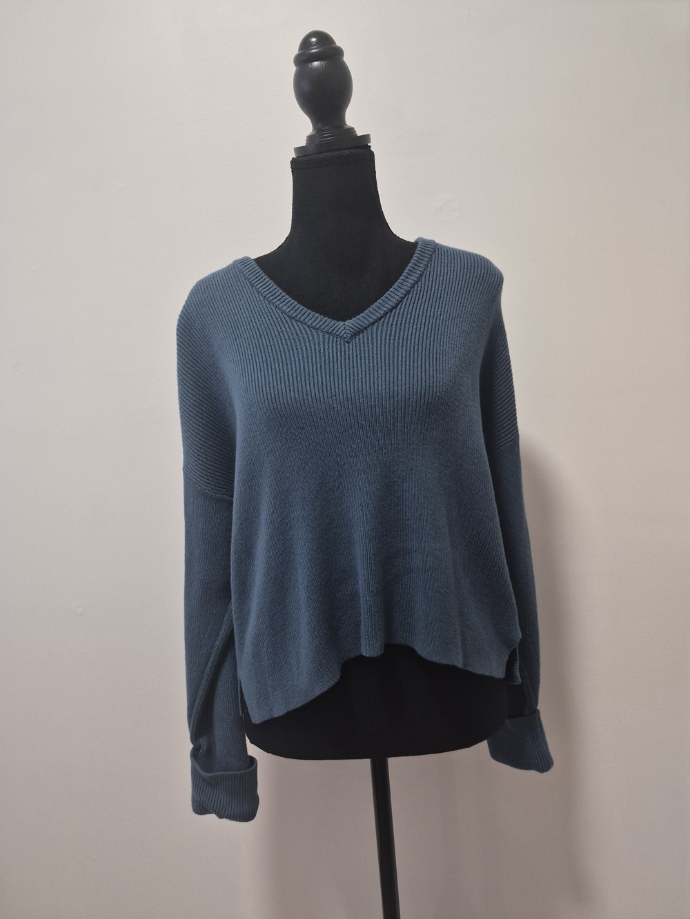 Frank And Oak V-Neck Cozy Ribbed Sweater - Blue